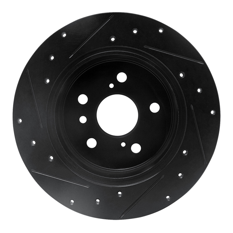 Toyota Avalon Brake Rotor (1) - Rear Right - R1 Concepts - Drilled & Slotted - Black - `00-`04